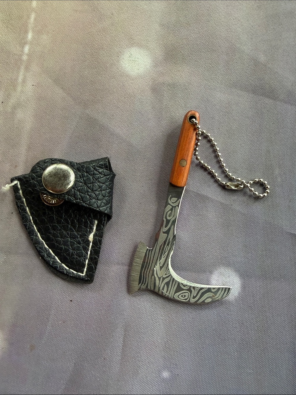Mini Wood-Handled Multi-Tool Keychain in Brown and Silver